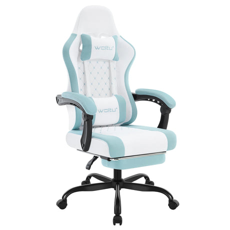 BukkitBow ergonomische massage gaming stoel met voetensteun en mesh-stof, comfortabele gamestoel voor langdurig gebruik.