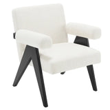 BukkitBow corduroy fauteuil met rubberwood poten, modern middeleeuws design, comfortabel en stijlvol zitmeubel in neutrale kleuren