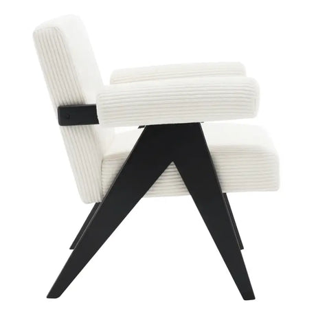 BukkitBow fauteuil van corduroy met rubberwood poten, modern middeleeuws ontwerp, comfortabel en stijlvol zitmeubel.