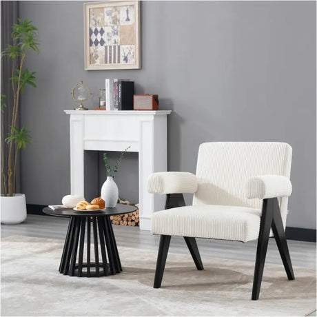 BukkitBow Fauteuil van corduroy met rubberwood poten, modern middeleeuws design, comfortabel en stijlvol zitmeubel.