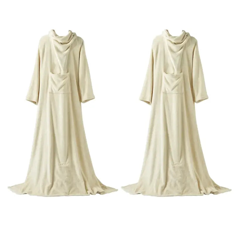 BukkitBow flanellen fleece deken met mouwen en zak, lichtgewicht, wasbaar, in verschillende maten en kleuren, draagbare onesie