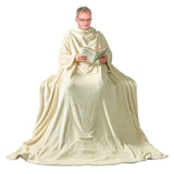 BukkitBow flanellen fleece deken met mouwen, zak en lichtgewicht ontwerp, in verschillende maten en kleuren, wasbaar en comfortabel.