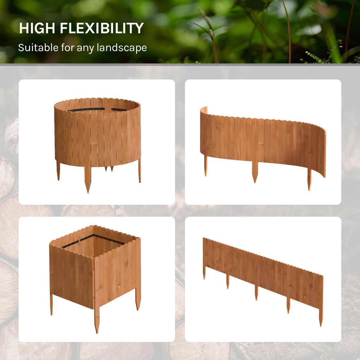 BukkitBow flexibele gazonrand van hout, 20-60 cm breed, voor tuinborder en tuinafscheiding, 2 meter lange borderrol