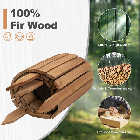 Flexibele houten gazonrand van BukkitBow, FSC Dennenhout, 203cm lang, voor een nette tuinomheining en gazonafscheiding.
