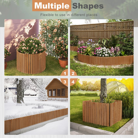 Flexibele houten gazonrand van FSC-dennenhout, 203cm lang, door BukkitBow, geschikt voor het afscheiden van gazons en tuinranden.