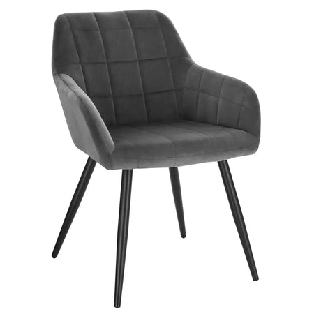 BukkitBow fluwelen eetkamerstoel met stabiel metalen frame en zithoogte van 47 cm, comfortabele en stijlvolle eetkamerstoel
