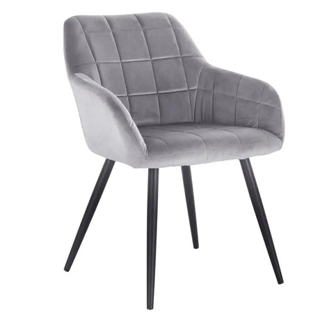 BukkitBow fluwelen eetkamerstoel met stabiel metalen frame en zithoogte van 47 cm, zachte bekleding en modern design