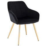 BukkitBow fluwelen eetkamerstoel met stabiel metalen frame en zithoogte van 47 cm, comfortabel en stijlvol meubelstuk