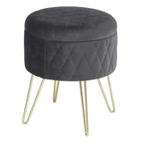 BukkitBow fluwelen poef met opbergruimte, goudkleurig onderstel, stabiel en comfortabel, 31,5x31,5x36 cm, elegant en functioneel.