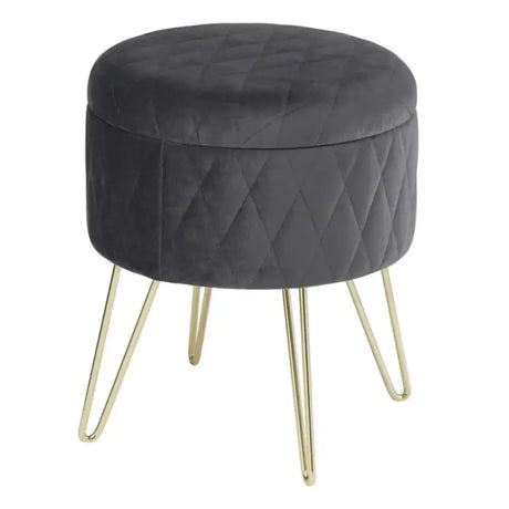 BukkitBow fluwelen poef met opbergruimte, goudkleurig onderstel, stabiel en comfortabel, 31,5x31,5x36 cm, elegant en functioneel.