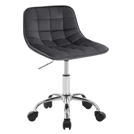 BukkitBow fluwelen bureaustoel met draaibaar metalen onderstel, comfortabele stoel of kruk in blauw en zwart.