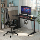 BukkitBow gaming bureau 115x60cm met bekerhouder en koptelefoonhaak, ergonomisch ontwerp, zwart en modern uiterlijk