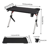 BukkitBow gaming bureau met bekerhouder, headsetstand en RGB-verlichting, zwart, afmetingen 116,5x56,5x73 cm, voor gamelaptops en accessoires.