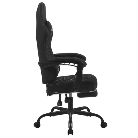 BukkitBow gaming stoel met massagekussen, voetsteun, verstelbare rugleuning en hoogte, met metalen frame, technologische stof en PU-wielen