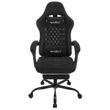 BukkitBow gamestoel met massagekussen, voetsteun, verstelbare rugleuning en hoogte, metalen frame, technologische stof en PU-wielen.