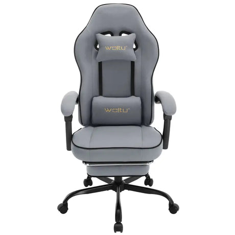 BukkitBow gamestoel met verstelbare rugleuning, voetsteun, metalen frame, technologische stof en nylon wielen, 150 kg draagvermogen