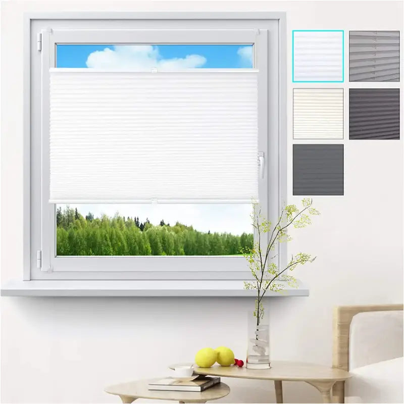BukkitBow geplooid gordijn/jaloezie in wit, aluminium rail, breedte 45-120 cm, hoogte 100/130/220 cm, inclusief montageset