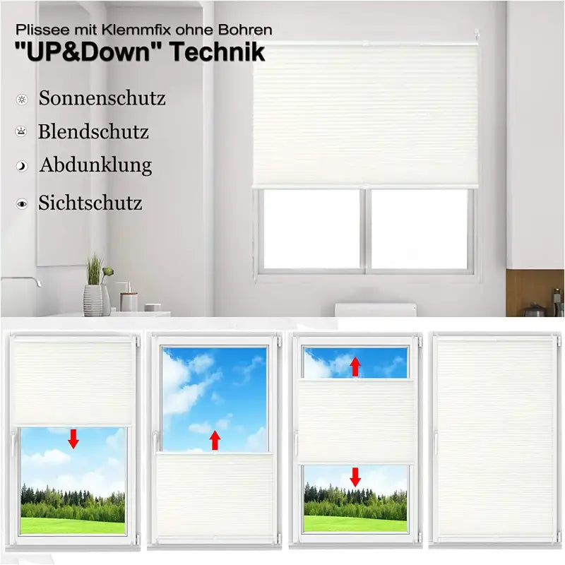 Wit geplooid gordijn van BukkitBow met aluminium rail, breedte 45-120 cm, hoogte 100/130/220 cm, inclusief montagemateriaal.