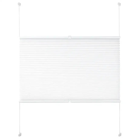 Wit geplooid gordijn met aluminium rail van BukkitBow, breedte 45-120 cm, hoogte 100-220 cm, inclusief montagemateriaal.