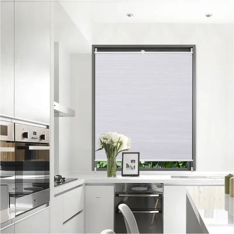 BukkitBow geplooide zonnewering rolgordijn van polyester met aluminium profiel, 110-115 cm breed en 130 cm hoog, inclusief montagekit.