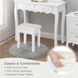 BukkitBow vintage gewatteerde kruk met patroon, geschikt als make-up of piano kruk, afmetingen 38x28,5x45 cm.