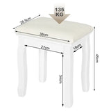 BukkitBow vintage gewatteerde kruk met patroon, geschikt als piano- of make-up kruk, afmetingen 38x28,5x45 cm.