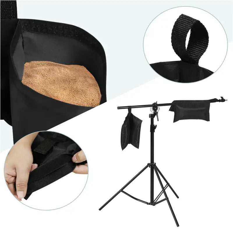 Set van 4 zwarte zandzakken van 37x34 cm voor partytent, parasol en tuinmeubilair van BukkitBow.