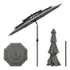 Grote ronde BukkitBow parasol van 292cm met slinger en kantelfunctie, voor schaduw en bescherming in de tuin