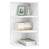 BukkitBow Hangende Hoekkast in wit met 4 open planken, ruimtebesparende boekenkast voor woon- of kantoorruimte