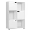 BukkitBow hoekboekenkast met deuren, 6 kubussen, compact formaat, 59,7x29,7x91 cm, in moderne houtlook stijl