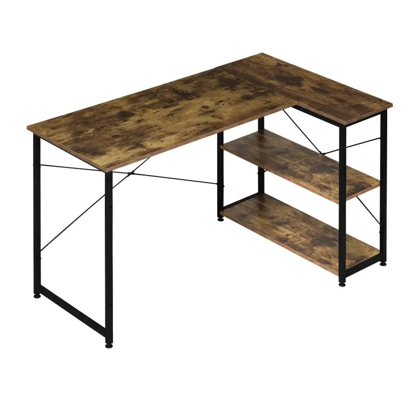 BukkitBow hoekbureau voor computer en kantoor, met metalen frame en opbergruimte, afmeting 120x72cm, in een kantooromgeving