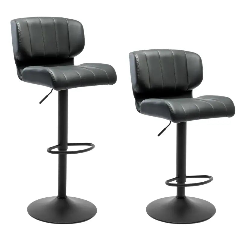 Set van 2 hoge barkrukken van kunstleer met rugleuning en voetensteun, verstelbaar in hoogte van 64-85 cm, door BukkitBow