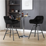 Set van 2 luxe velvet barkrukken van BukkitBow met rugleuning, armleuning, patroon, voetensteun en 360 graden draaibaar.