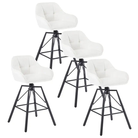 Set van 4 luxe velvet barkrukken van BukkitBow met rugleuning, armleuning, patroon, voetensteun en 360 graden draaibaar design.