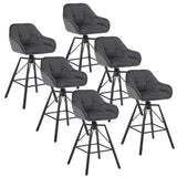 Set van 6 luxe velvet barkrukken van BukkitBow met rugleuning, armleuning, patroon en 360 graden draaibaarheid.