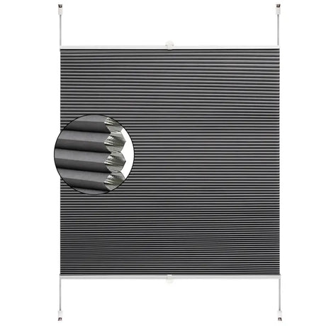 BukkitBow honingraat geplooide zonnewering rolgordijn van polyester en aluminium, 60-110 cm breed, 120 cm hoog.