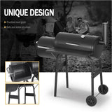 BukkitBow houtskoolbarbecue van staal met 3 grillroosters en uitlaat, afmetingen 115x53x114 cm, ideaal voor buitenbarbecue.