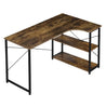 BukkitBow industrieel hoekbureau met 2 opbergruimte planken, compact design, 120x74cm, geschikt voor thuis of kantoor.