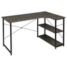 Industrieel hoekbureau van BukkitBow, compact met 2 opbergruimtes, 120x74cm, geschikt voor kantoor of thuiswerkruimte.