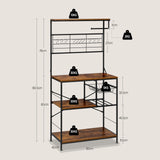 Industrieel keukenrek van BukkitBow met 5 planken en 10 haken in vintage bruine afwerking, geschikt voor keukenorganisatie.