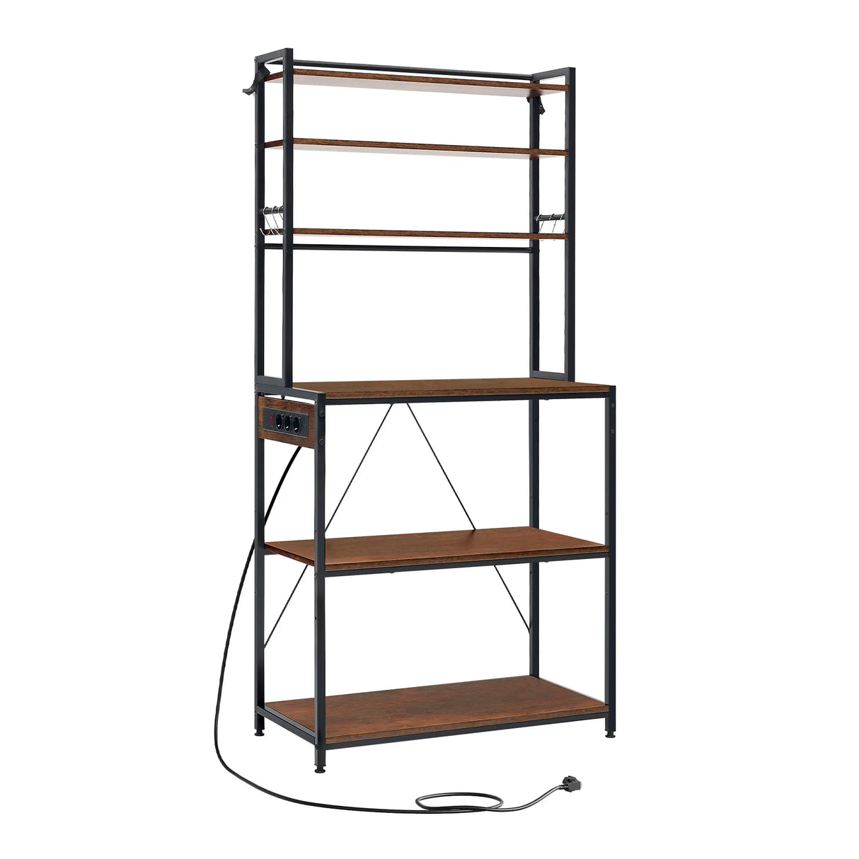 BukkitBow - Industrieel Keukenrek met Stopcontact en 6 Open Planken