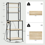 BukkitBow - Industrieel Keukenrek met Stopcontact en 6 Open Planken