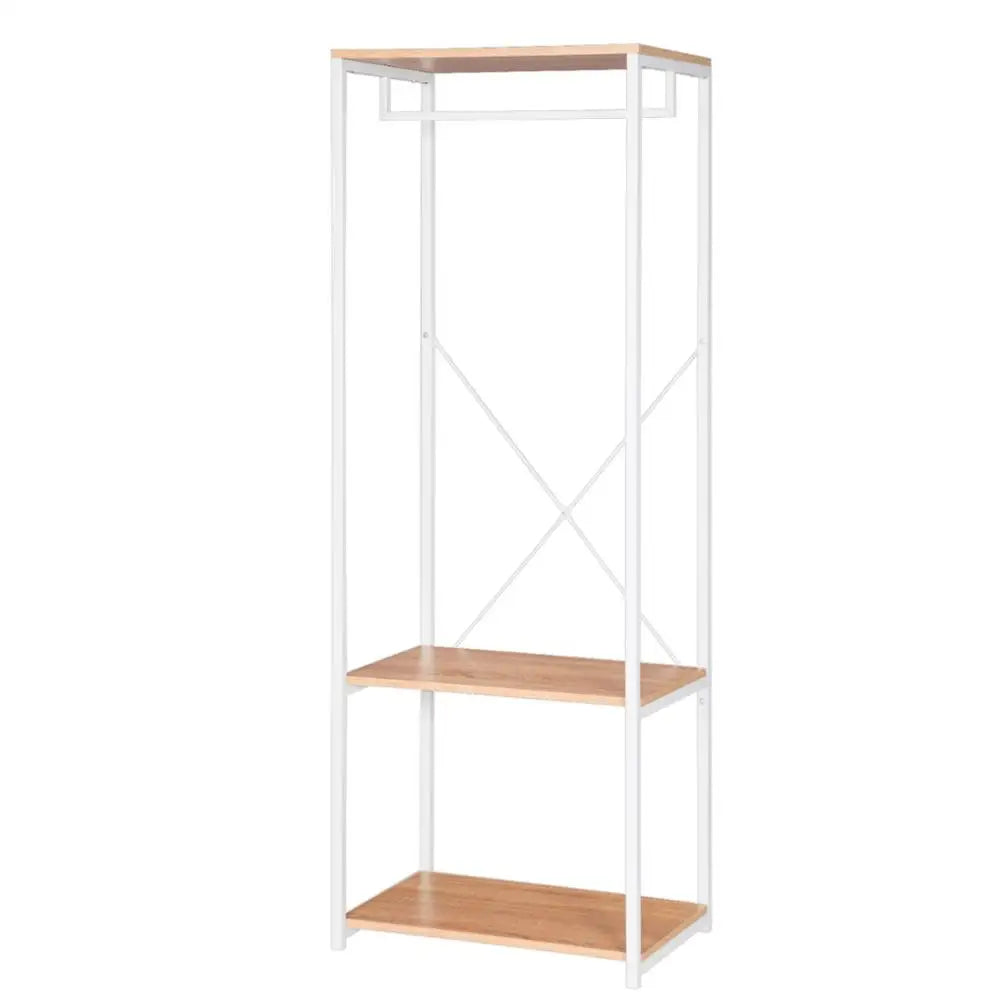 Industrieel BukkitBow kledingrek met 2 legplanken, 167 cm hoog, metalen frame voor kleding en accessoires.
