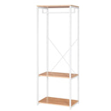 Industrieel BukkitBow kledingrek met 2 legplanken, 167 cm hoog, metalen frame voor kleding en accessoires.
