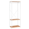 Industrieel BukkitBow kledingrek met 2 legplanken, 167 cm hoog, staal en hout, geschikt voor kleding en accessoires