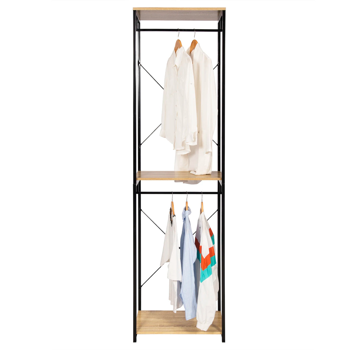 BukkitBow - Industrieel Kledingrek met 2 Roedes en Legplanken - 213 cm Hoog