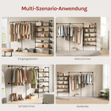 BukkitBow industrieel open kledingrek van metaal, wandmontage, ideaal voor stijlvolle opslag van kleding.