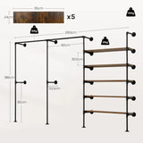 Industrieel open kledingrek van BukkitBow, wandmontage, metalen frame, geschikt voor moderne interieur en organisatie.