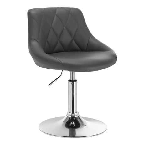 Industriële BukkitBow barkruk met rugleuning, verstelbare zithoogte 42-58 cm, kunstleer zitting en metalen onderstel.