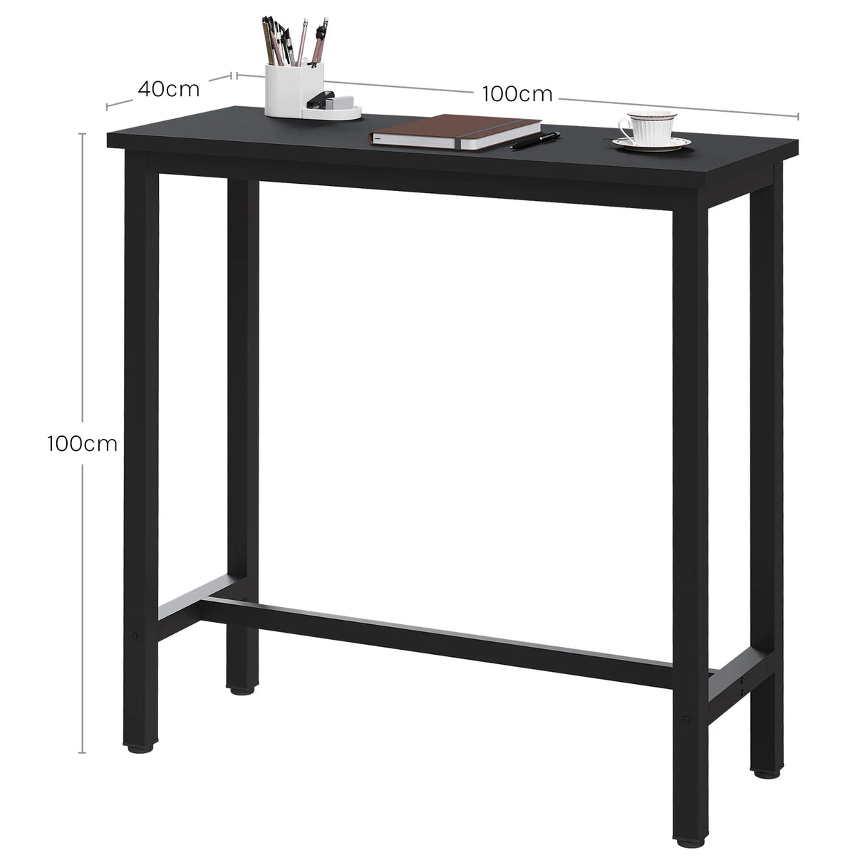 Industriële BukkitBow bartafel met metalen frame, 100 cm hoog, moderne design voor eettafels of bars.